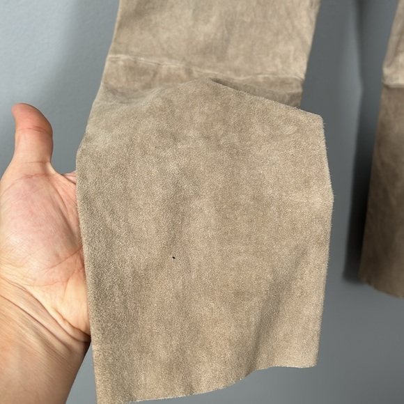 Beige Faux Suede Slim Elastic Band Pants size 44 US 4 -6 sexy soft - Picture 4 of 16